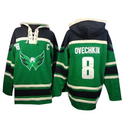NHL Alex Ovechkin Washington Capitals Old Time Hockey Authentic St. Patrick's Day McNary Lace Hoodie Jersey - Green