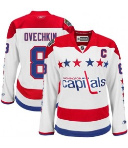 NHL Alex Ovechkin Washington Capitals Women's Authentic Third Reebok Jersey - White
