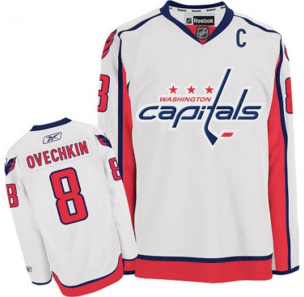 NHL Alex Ovechkin Washington Capitals Youth Authentic Away Reebok Jersey - White